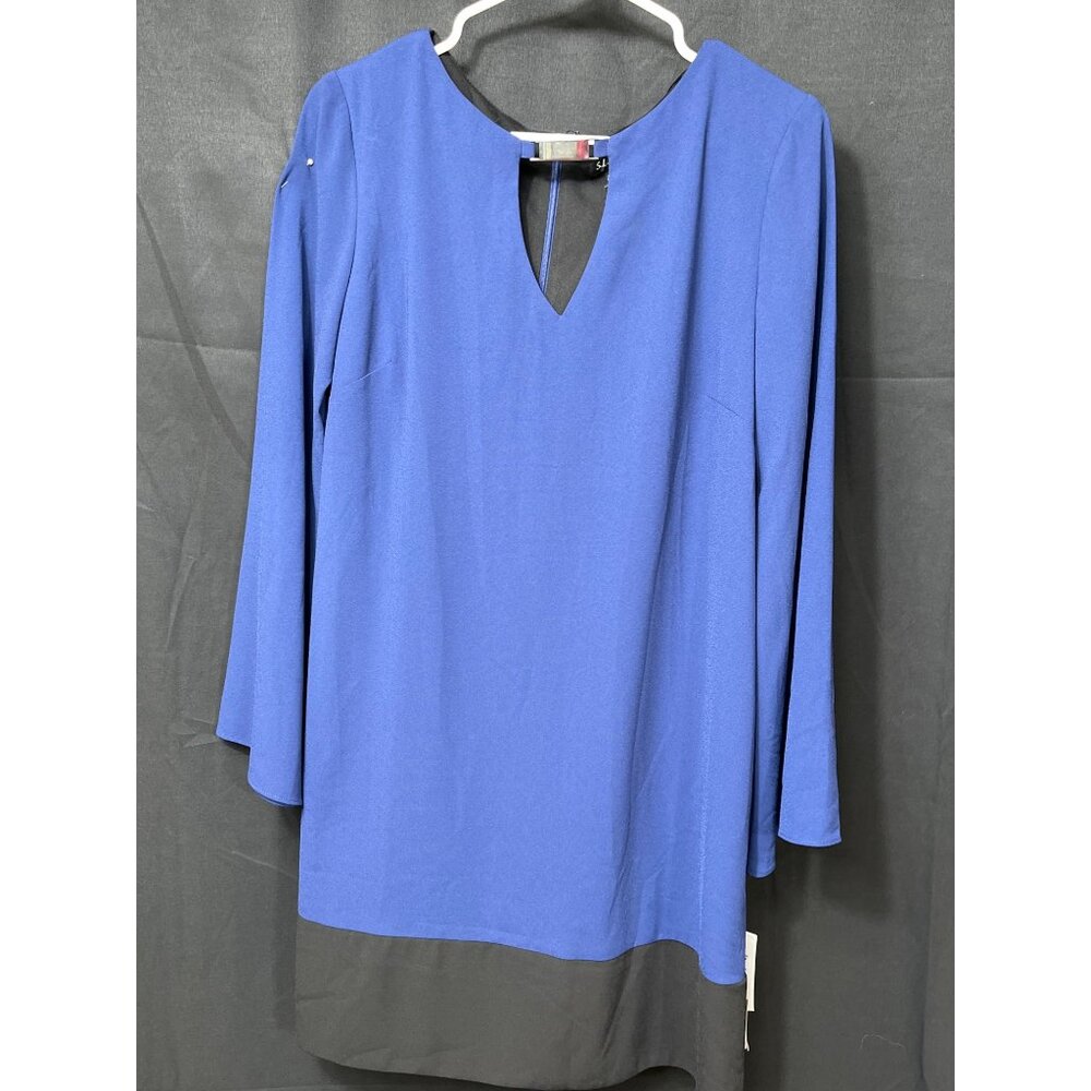 S.L. Fashions SKU 7581 Womens Blue and Black Colorblock Dress Size 8